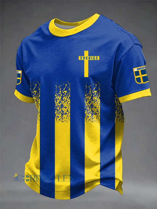 Mäns svenska Fotboll Tryckt T-shirt - som bild / S