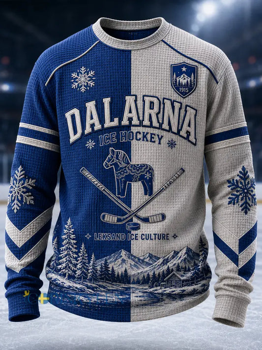 Mäns svenska hockey Leksands IF älskare våffel Lång ärm T-shirt - A / S