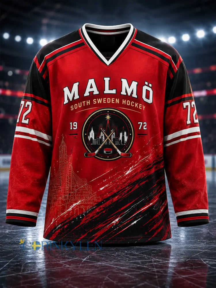 Mäns svenska ishockey Malmö Redhawks Fans Lover Långärm T-shirt - A / S