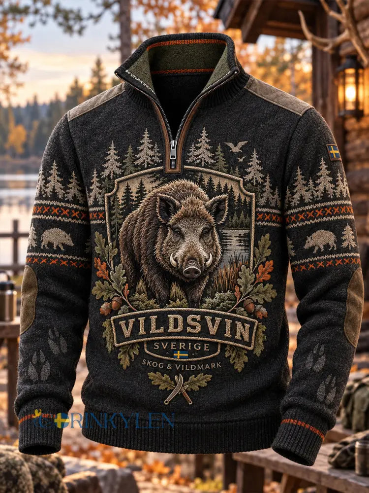 Mäns svenska jaktsäsong Half-Zip Långärm Sweatshirt - A / S