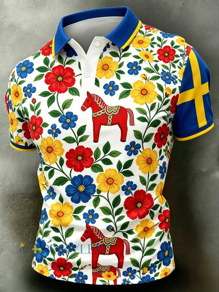Mäns svenska midsommarfestival minneskonst Skriv ut Polo. - A / S