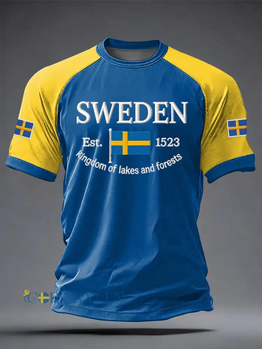 Mäns svenska tryck Casual kort ärmar t-shirt - som bild / S