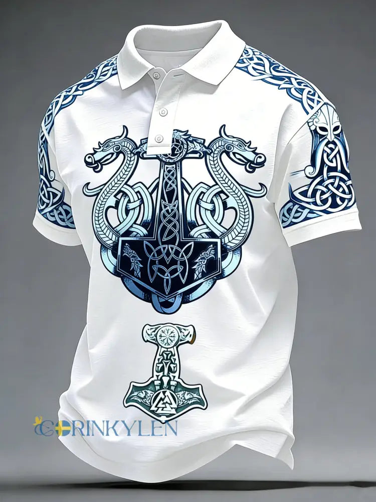 Mäns svenska Viking Print Polo för män - A / S