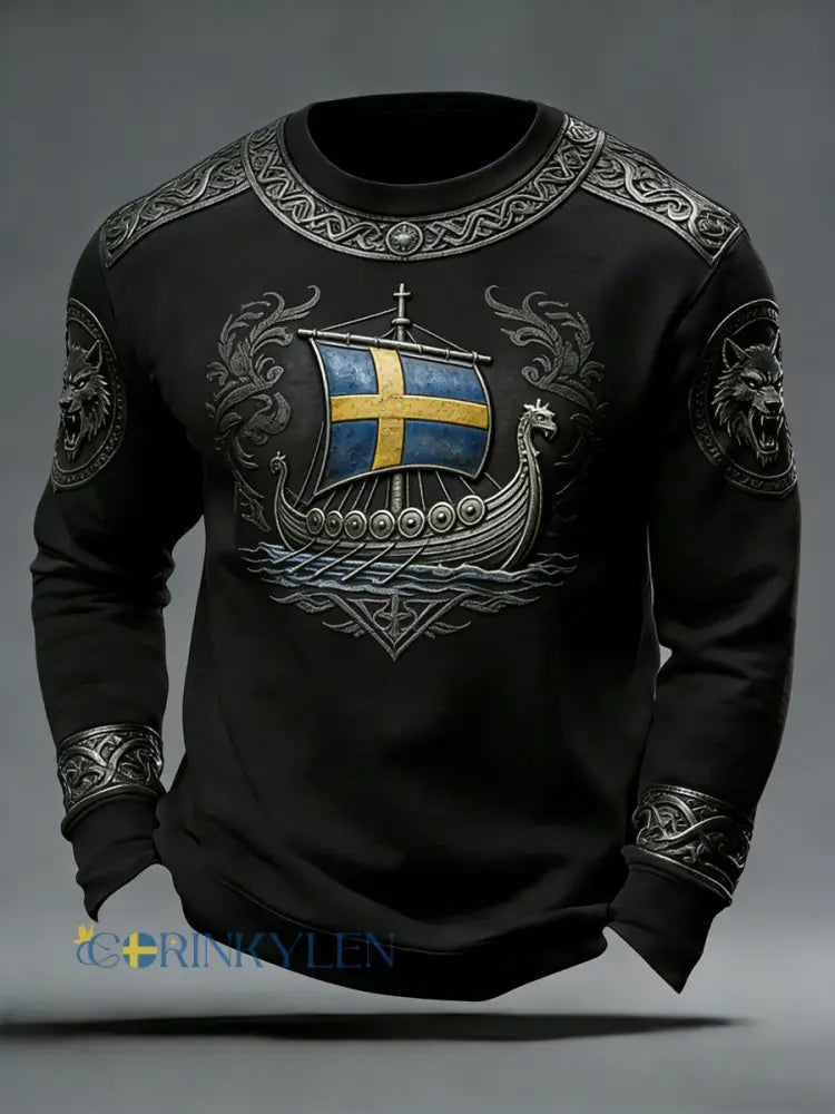 Mäns svenska vikinga-stil besättning nack Sweatshirt - som bild / S