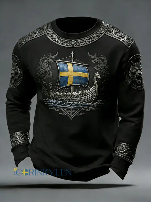 Mäns svenska vikinga-stil besättning nack Sweatshirt - som bild / S