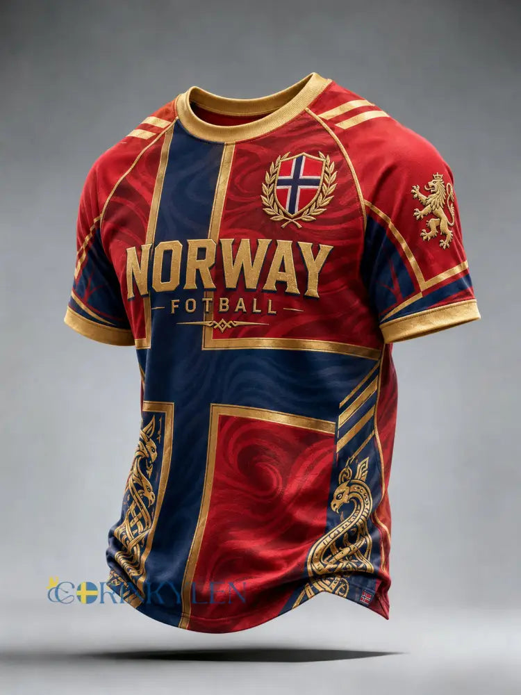 Mäns viking fotboll utskrift Raglan ärm kortärmad T-shirt - A / S