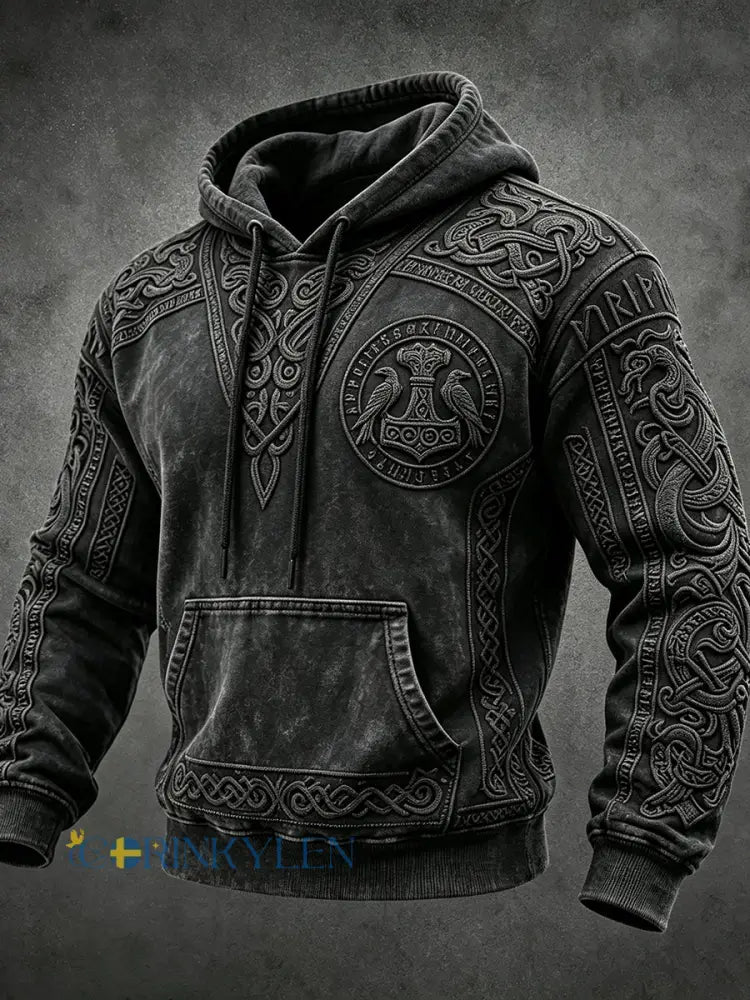 Mäns viking inspirerad konst Celtic Print - svart / S