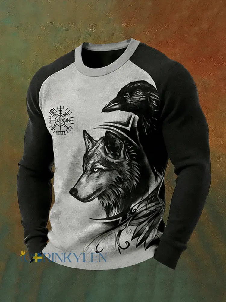 Mäns viking långärm T-shirt - grå / S