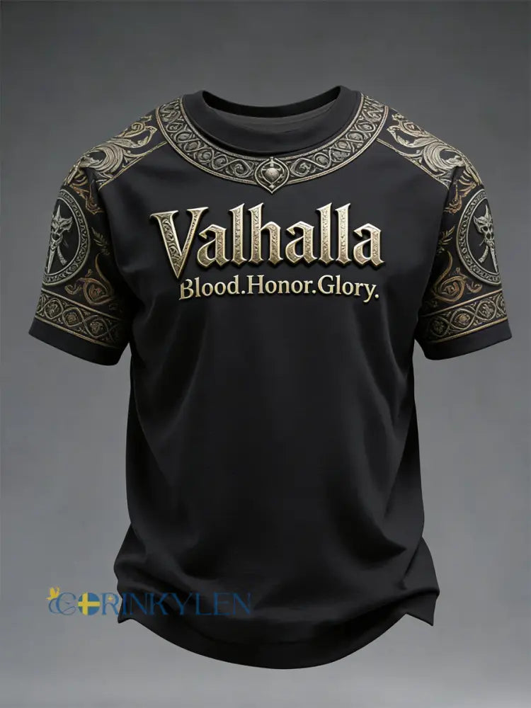 Mäns Viking-stil tryckt T-shirt - som bild / S