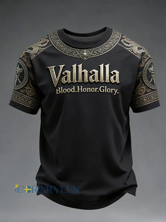 Mäns Viking-stil tryckt T-shirt - som bild / S