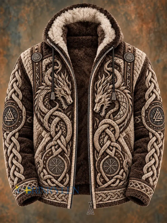 Mäns vikingad fleece-fodrad långärmslucka - A / S