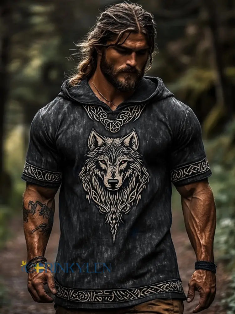 Mäns Vikingad T-shirt - svart / S