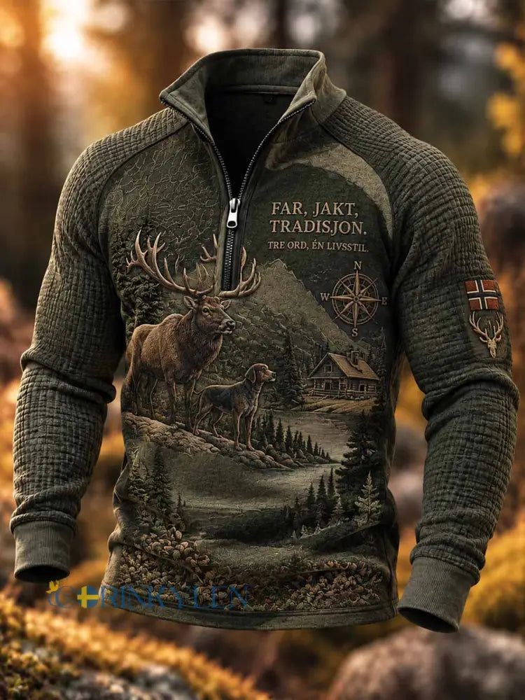 Mäns Vintage Fars arvjakt Tryck Hoodie Sweatshirt - som bild / S