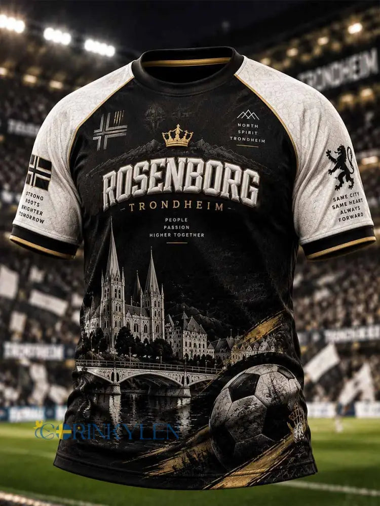 Mäns vintage fotboll lag tryckt T-shirt - som bild / S