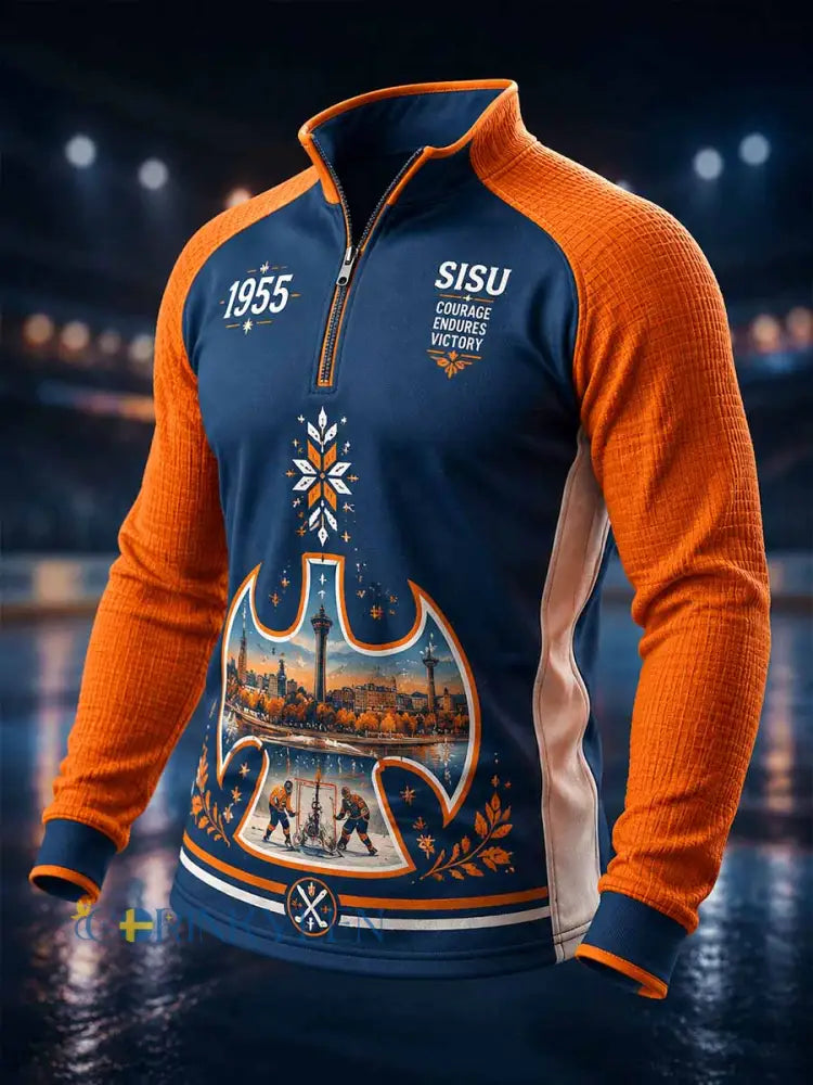 Mäns Vintage Hockey minne Print Sweatshirt - som bild / S