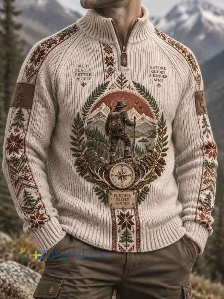 Mäns Vintage jägare Vandring mönster Print Sweatshirt - som bild / S