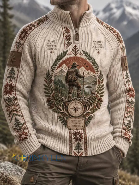 Mäns Vintage jägare Vandring mönster Print Sweatshirt - som bild / S