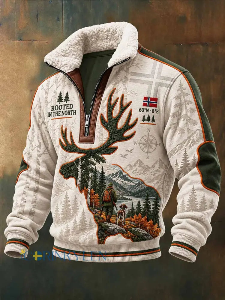 Mäns Vintage Jakt mönster Print Sweatshirt