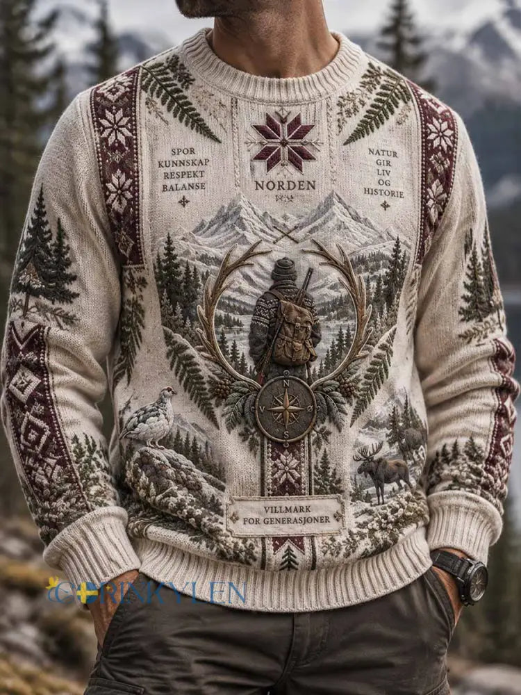 Mäns Vintage jakt säsongen mönstrad tröjar - som bild / S