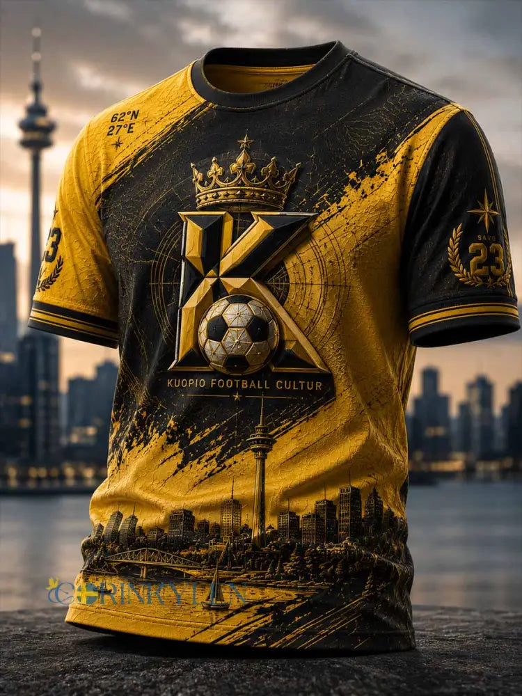 Mäns Vintage KuPS fotboll lag Skriv ut T-shirt - som bild / S