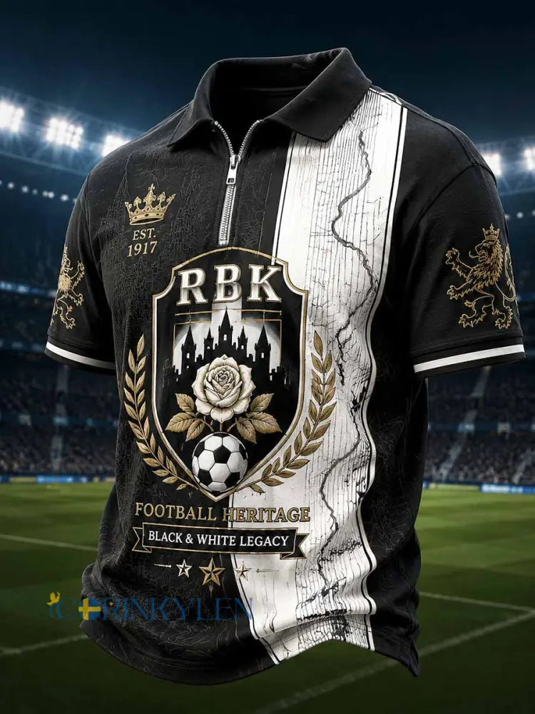 Mäns Vintage RBK fotboll lag tryckt Polo tröj - som bild / S