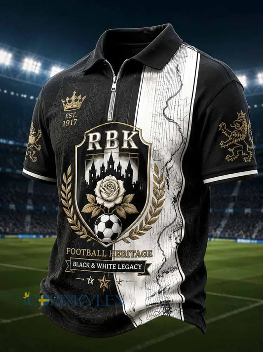 Mäns Vintage RBK fotboll lag tryckt Polo tröj - som bild / S