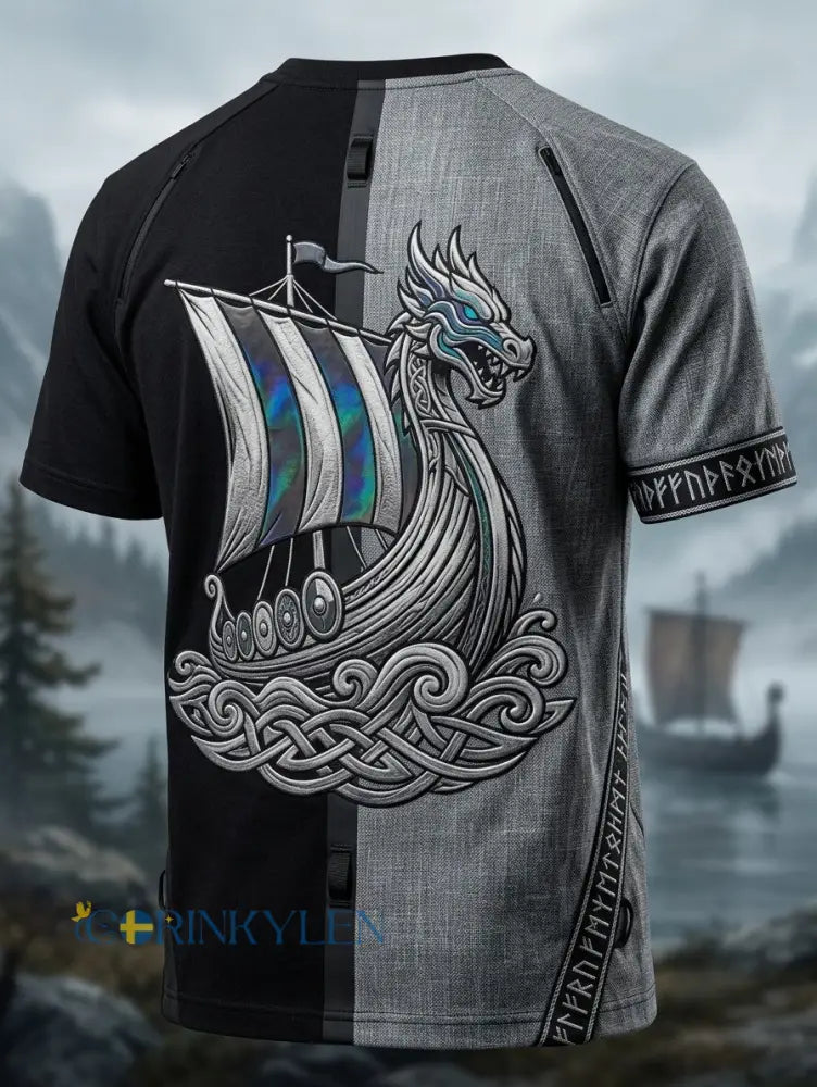 Mäns Vintage Svenska Birka Vikingaveckor Short-Shirt - grå / S