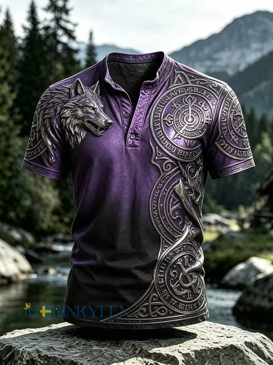 Mäns Vintage Viking keltisk knop varv Print Casual T-shirt - som bild / S