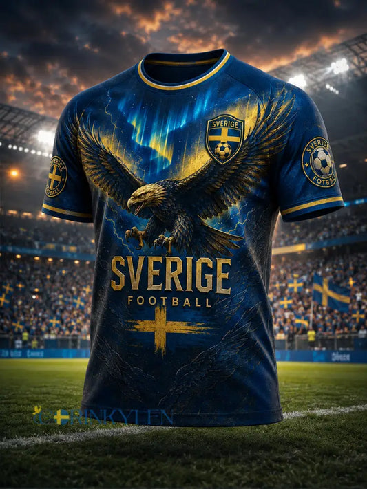 Mans Retro Svensk Fotboll Fan Konsttryck Lässig T-shirt - A / S