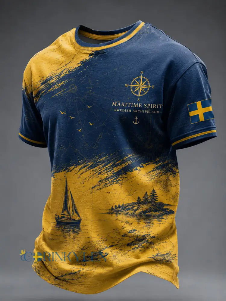 Mans t-shirt med svensk skärgårdstävling - som bild / S