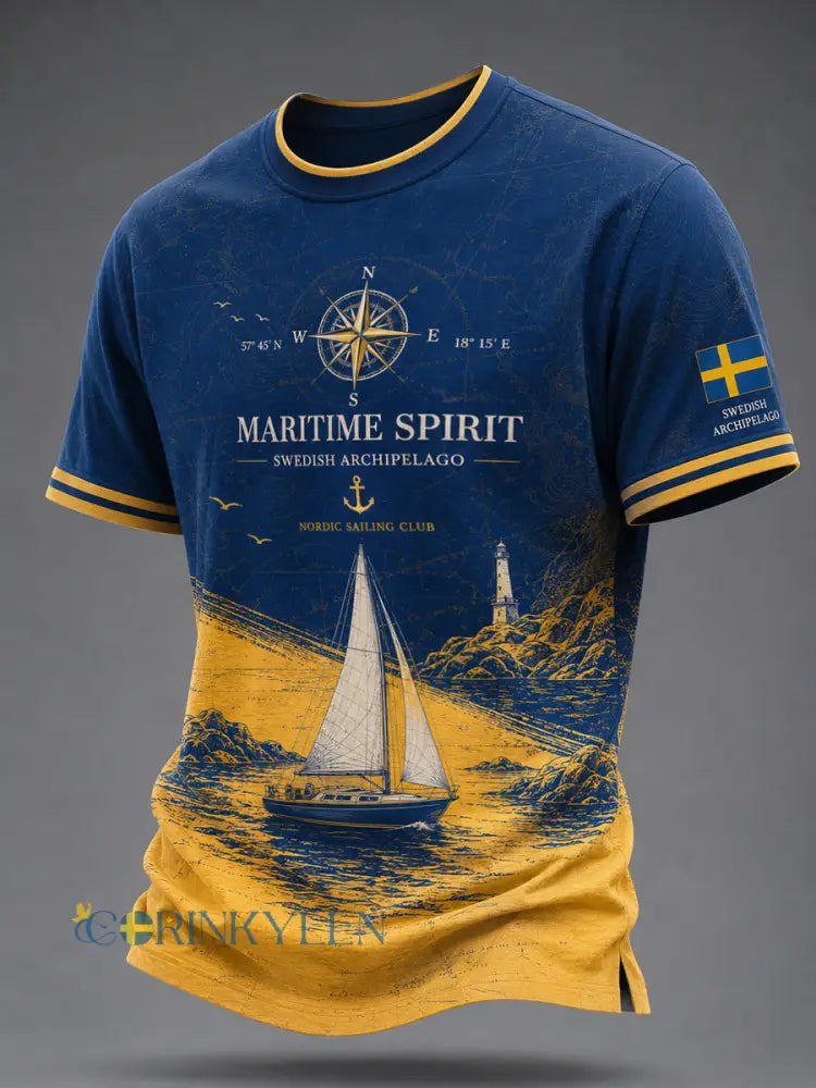 Mans t-shirt med svensk skärgårdstävling - som bild / S