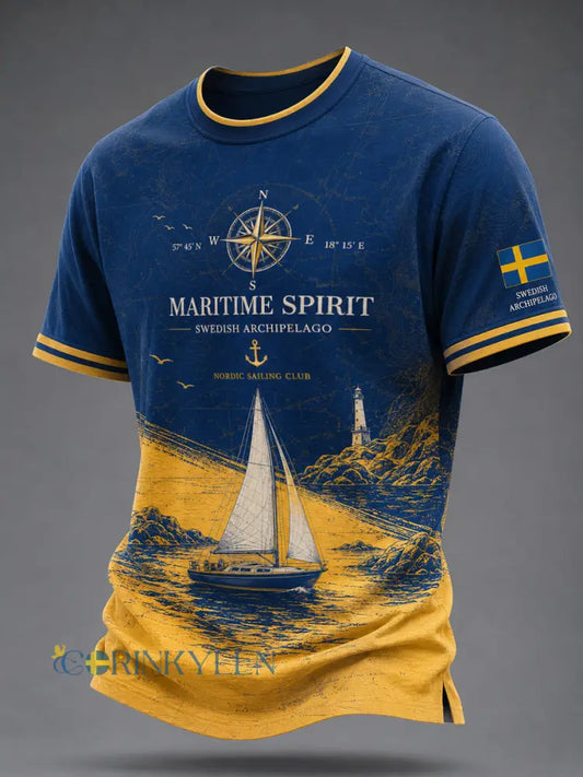 Mans t-shirt med svensk skärgårdstävling - som bild / S