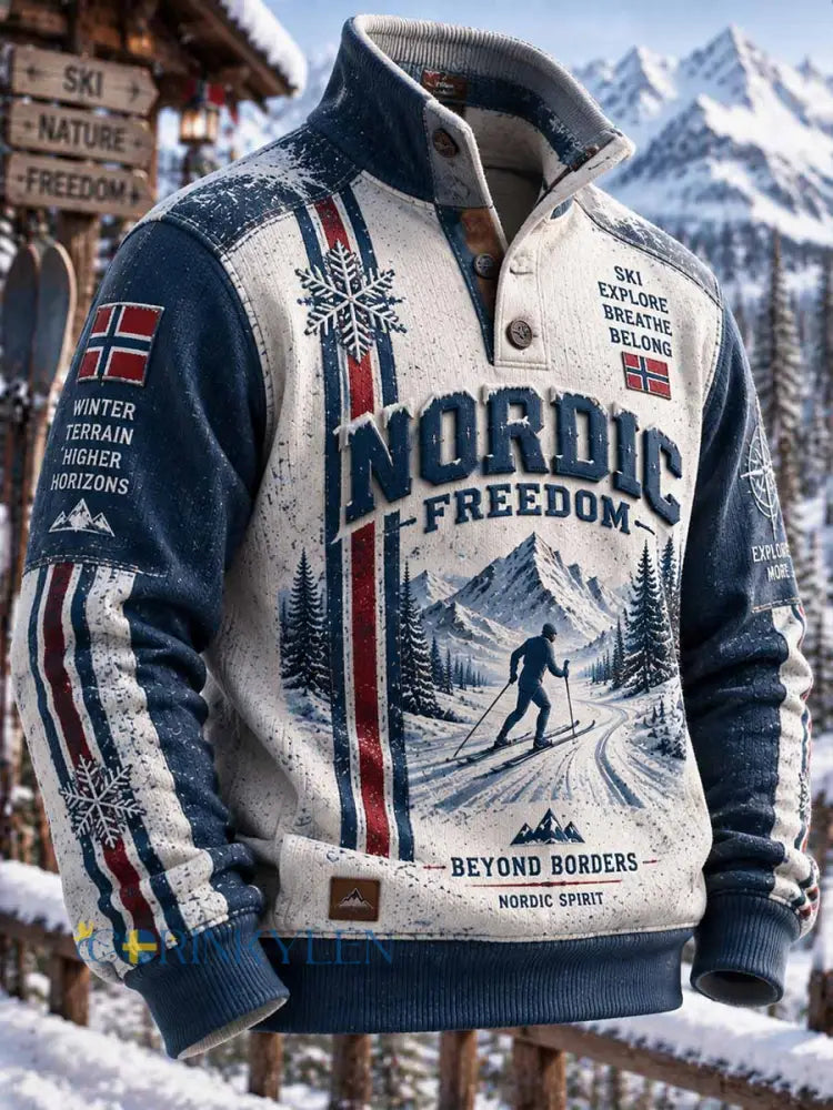 Mans vintage skidtröja med off-road-mönster - som bild / S