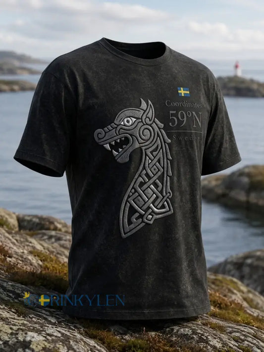 Mans Vintage Svenska Birka Vikingaveckor T-shirts - svart / S