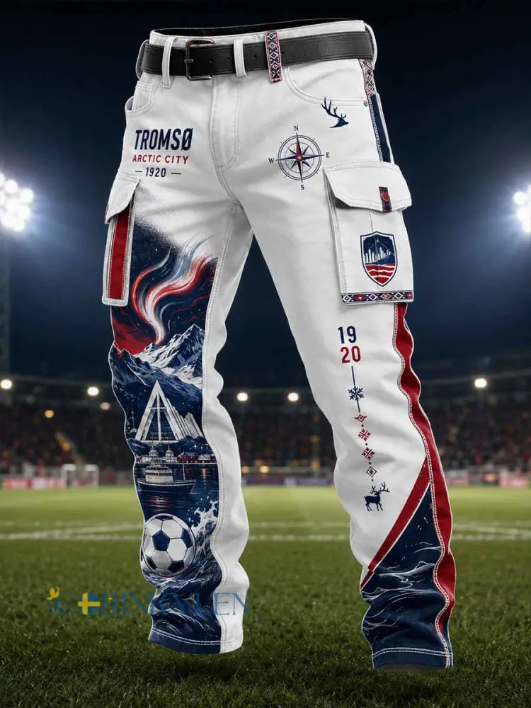 Mansbyxor i fotbollsmönster från Tromsø Northernmost Football Club - som bild / S