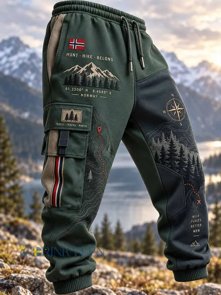 Mansbyxor med vintage-mönster för jakt och äventyr - som bild / S