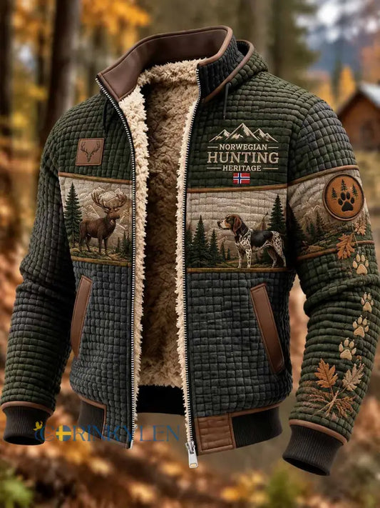 Mansjacka med klassiskt jaktmönster i vintagestil - som bild / S