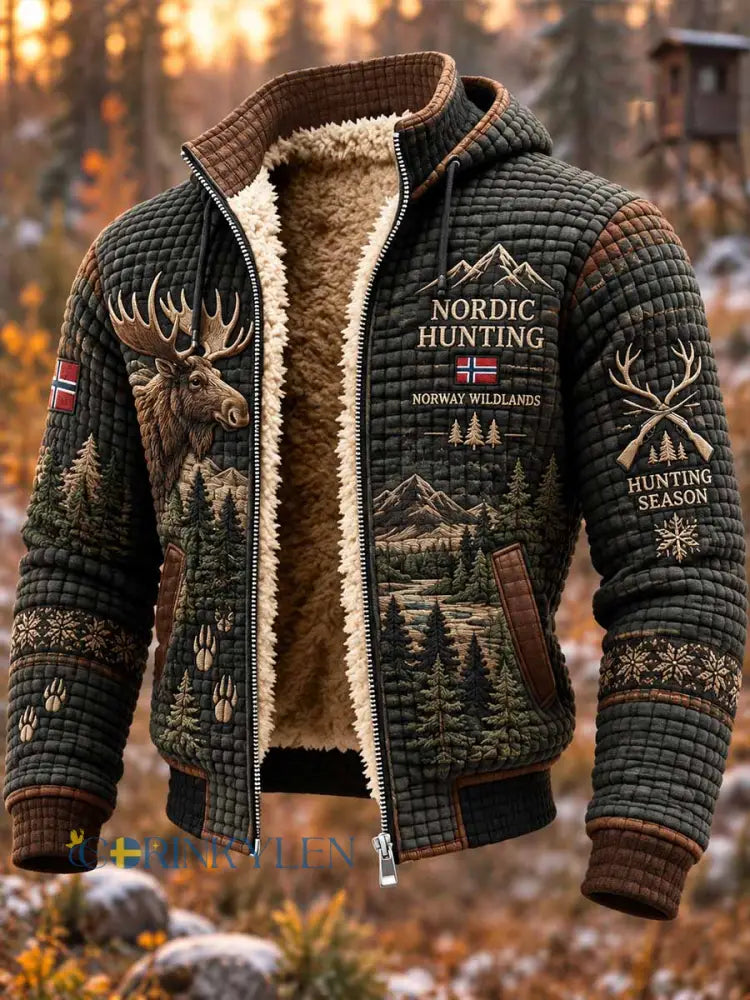 Mansjacka med klassiskt jaktmönster i vintagestil - som bild / S