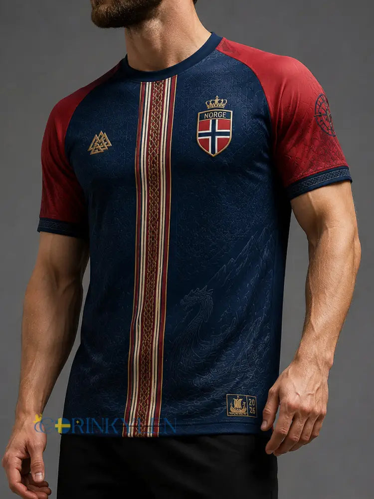 Manslig norsk fotbollskonst avslappnad t-shirt - som bild / S
