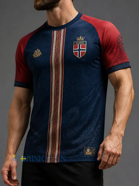 Manslig norsk fotbollskonst avslappnad t-shirt - som bild / S