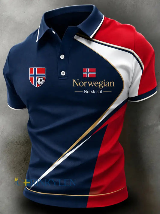 Mansmatchande stil: Norges fotbollsmatch hejarklackskonsttryck polotröja - A / S