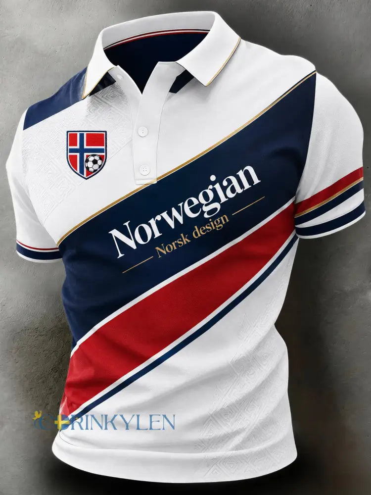 Mansmatchande stil: Norges fotbollsmatch hejarklackskonsttryck polotröja - A / S
