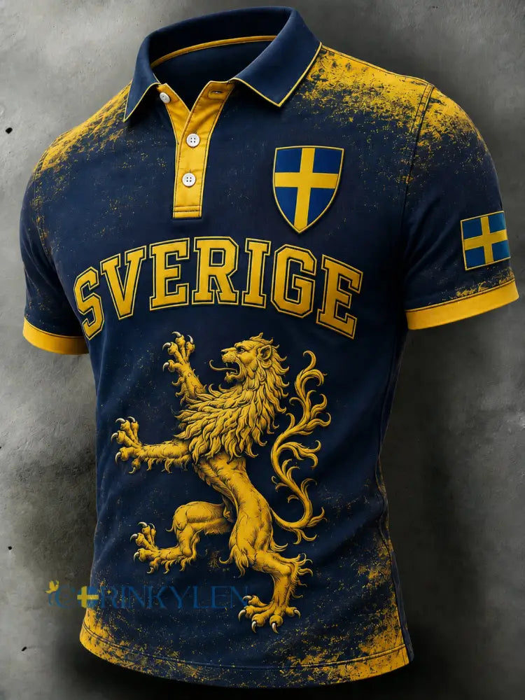 Manspolotröja med korta ärmar och fotbollsmönster - A / S