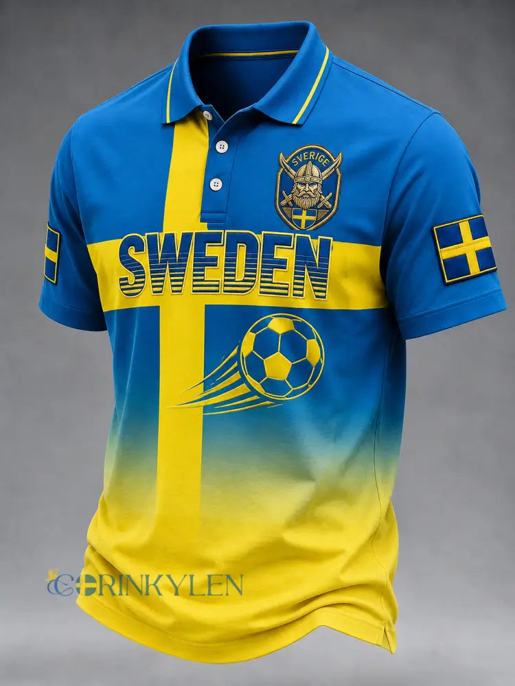Manspolotröja med korta ärmar och fotbollsmönster - A / S