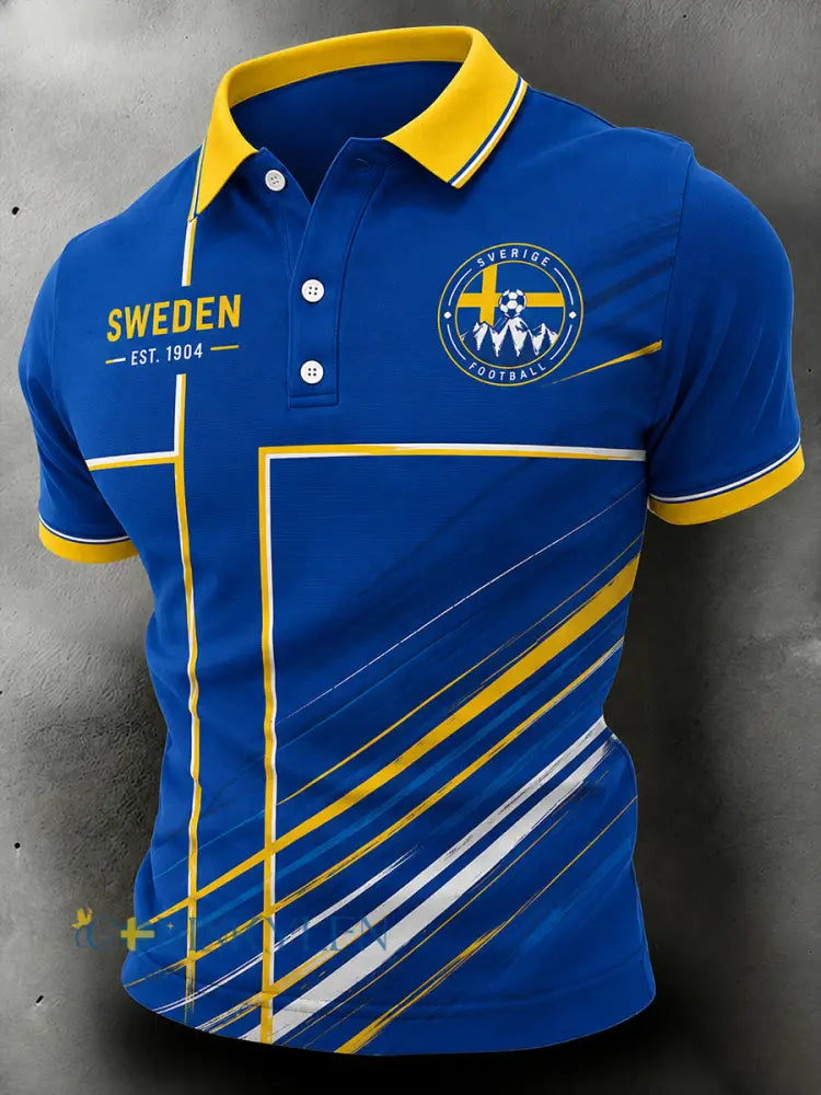 Manspolotröja med korta ärmar och fotbollsmönster - A / S