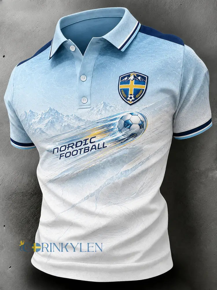 Manspolotröja med korta ärmar och fotbollsmönster - A / S