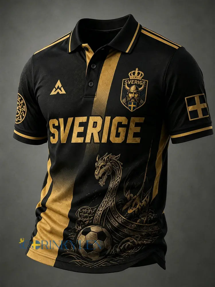 Manspolotröja med korta ärmar och fotbollsmönster - A / S
