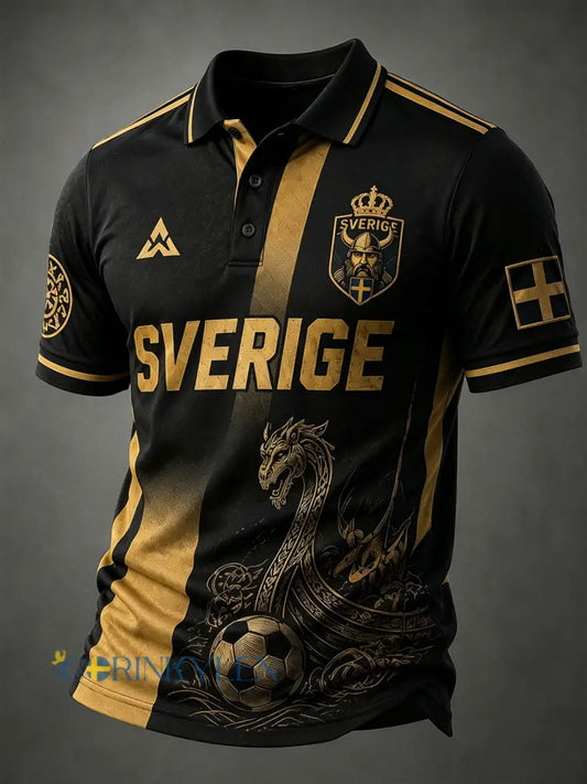 Manspolotröja med korta ärmar och fotbollsmönster - A / S