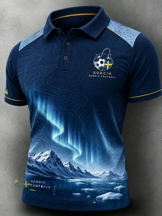 Manspolotröja med korta ärmar och fotbollsmönster - A / S