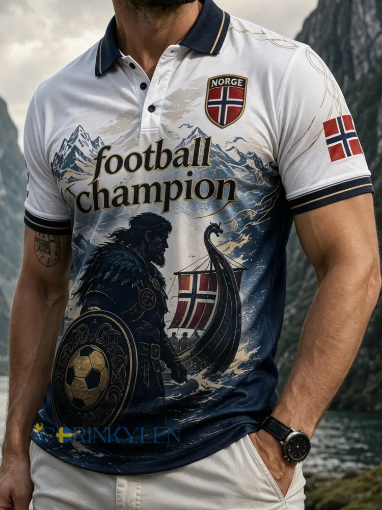 Manspolskort med norsk vikingtema patriotisk kulturell konsttryck - S
